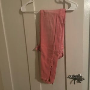 American Eagle Size 0 Pink Regular Super Stretch Skinny Jeans With Zippers